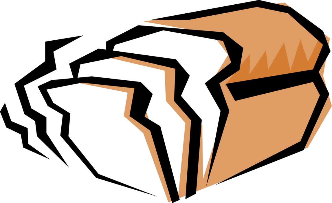 Vector Illustration of Loaf of Fresh Baked White Bread with Slices