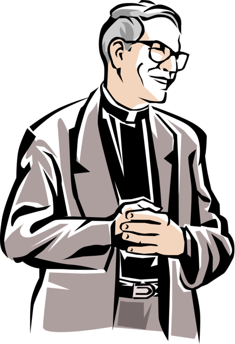 Vector Illustration of Catholic Priest Addresses Parishioners