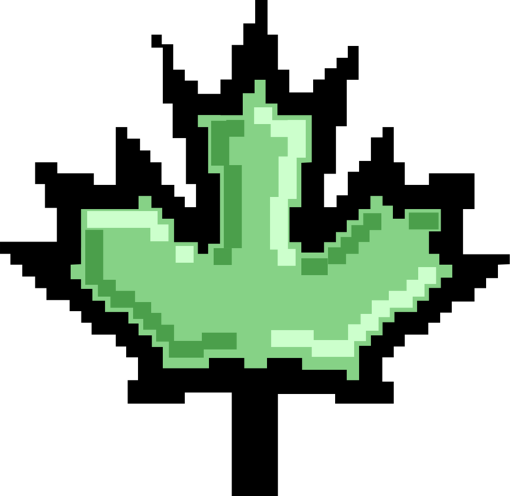 Vector Illustration of Pixelated Bitmap Leaf Symbol