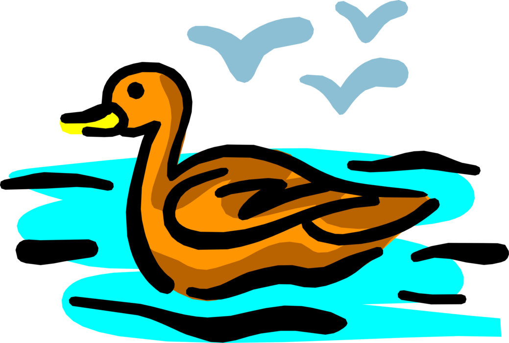 Vector Illustration of Feathered Vertebrate Waterfowl Bird