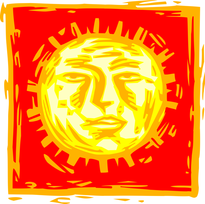 Vector Illustration of Anthropomorphic Sun