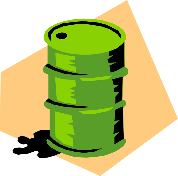 Vector Illustration of Toxic Chemicals Spilling from Barrel or Oil Drum