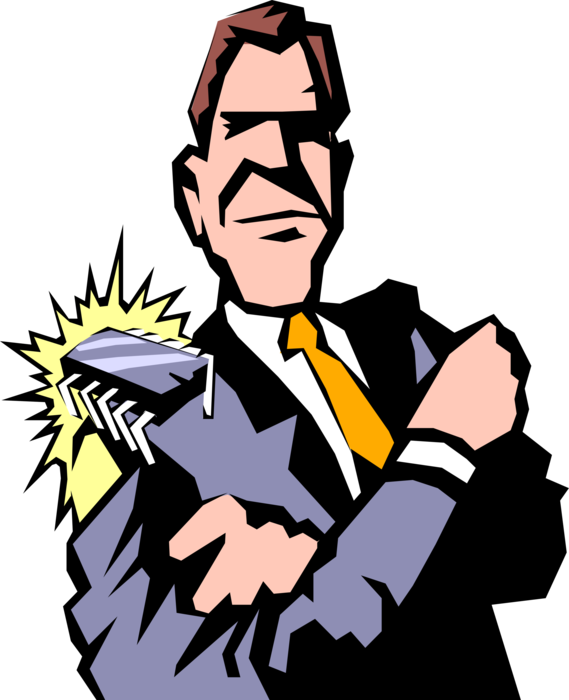 Vector Illustration of Businessman Has Chip on His Shoulder