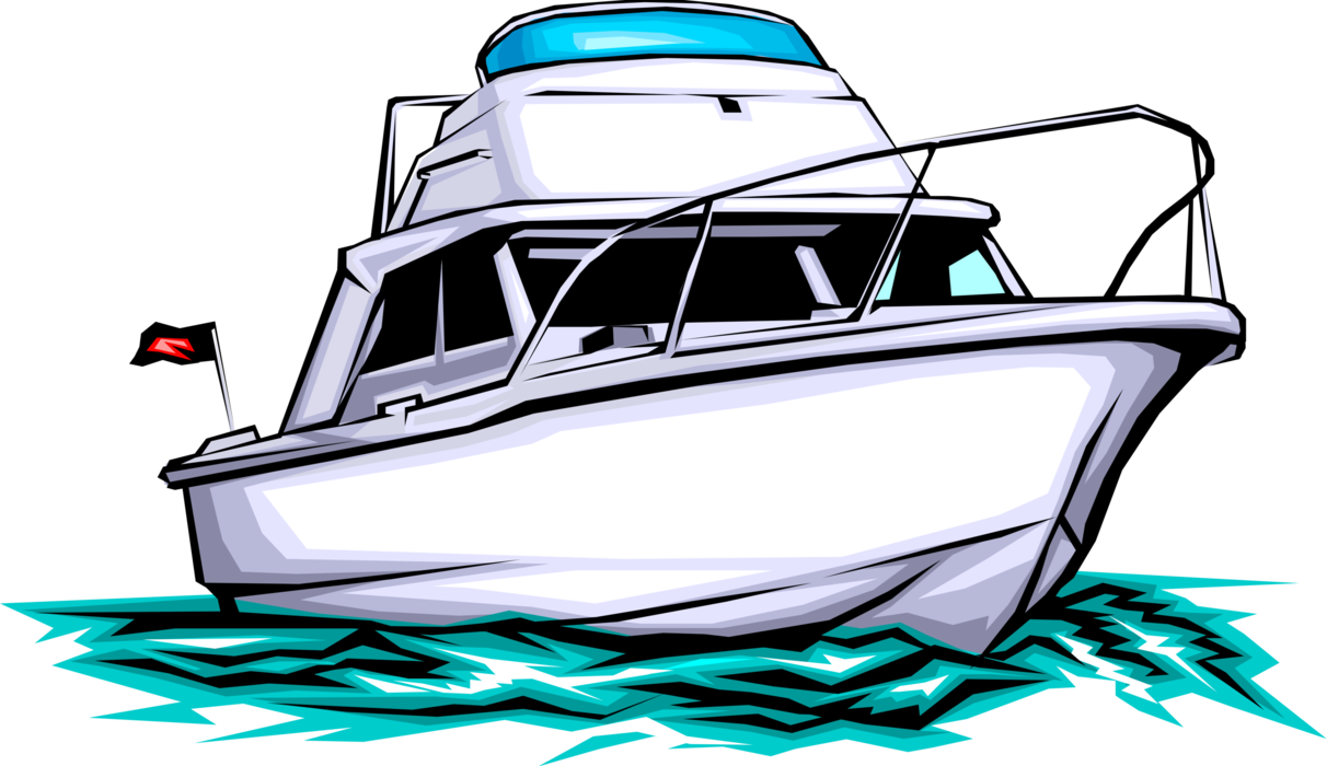 Vector Illustration of Pleasure Craft Boat Watercraft Water-Borne Transport Vehicle