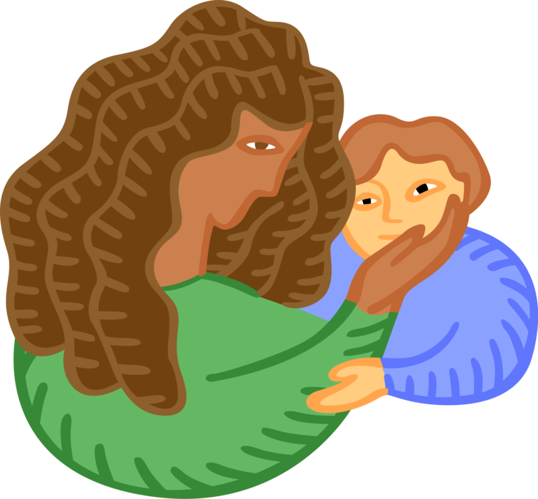 Vector Illustration of Nurturing Parent Mother with Child