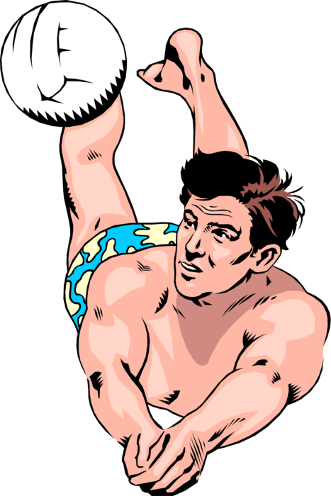 Vector Illustration of Sport of Beach Volleyball Player Digging Ball