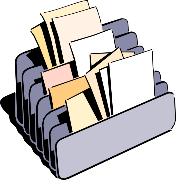 Vector Illustration of Office Desktop Document Organizer