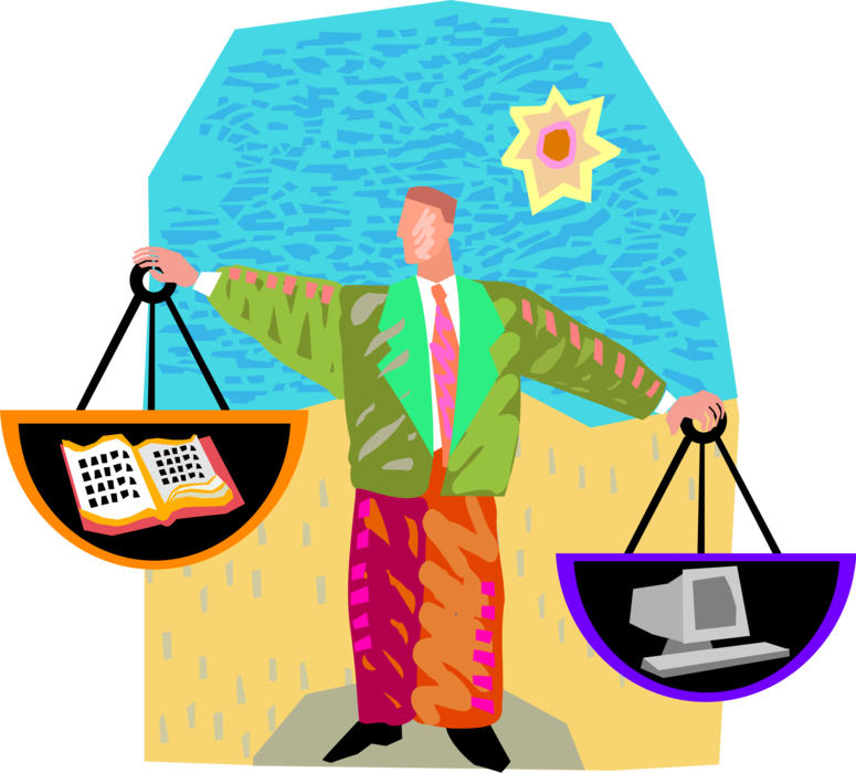 Vector Illustration of Weighing the Alternatives Analog versus Digital Communication