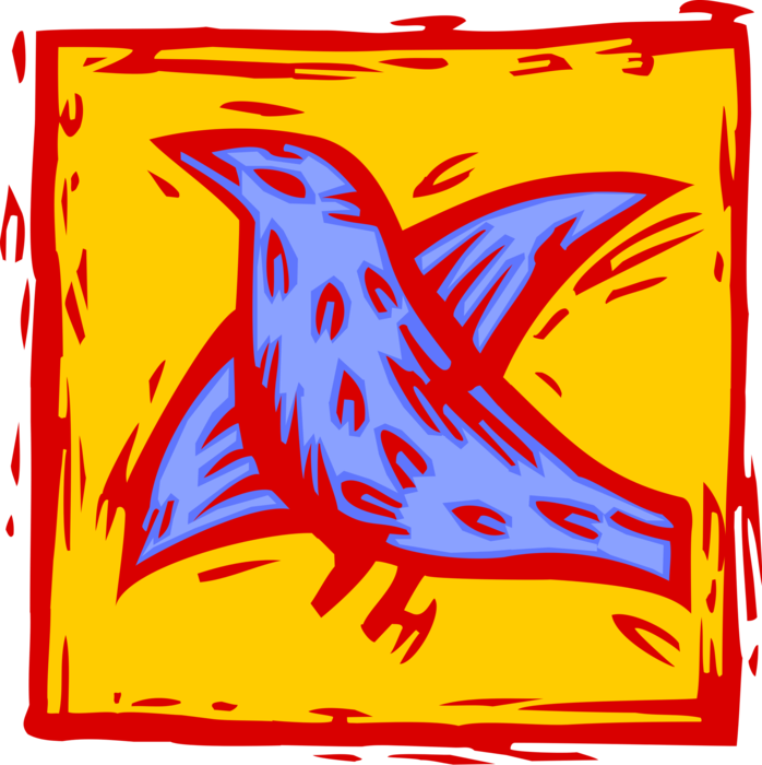 Vector Illustration of Feathered Bird in Flight