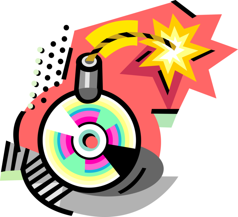 Vector Illustration of Compact Disk Exploding Bomb
