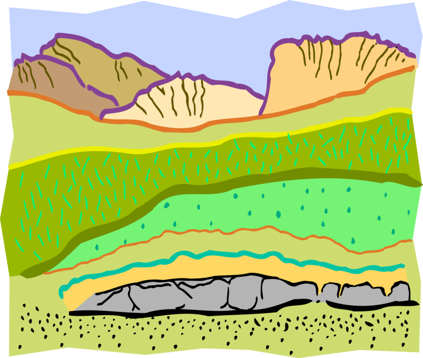 Vector Illustration of Mother Earth Cross-Section