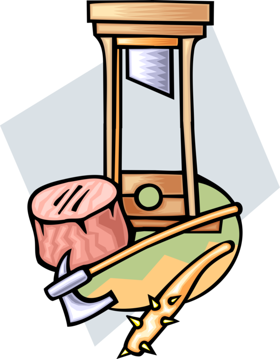 Vector Illustration of French Guillotine Designed for Efficiently Carrying Out Executions by Beheading