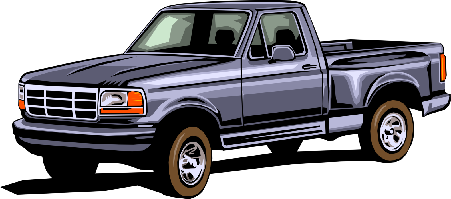 Vector Illustration of Pickup Truck or Light Duty Truck with Open Cargo Area