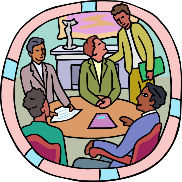 Vector Illustration of Boardroom Meeting at Conference Table