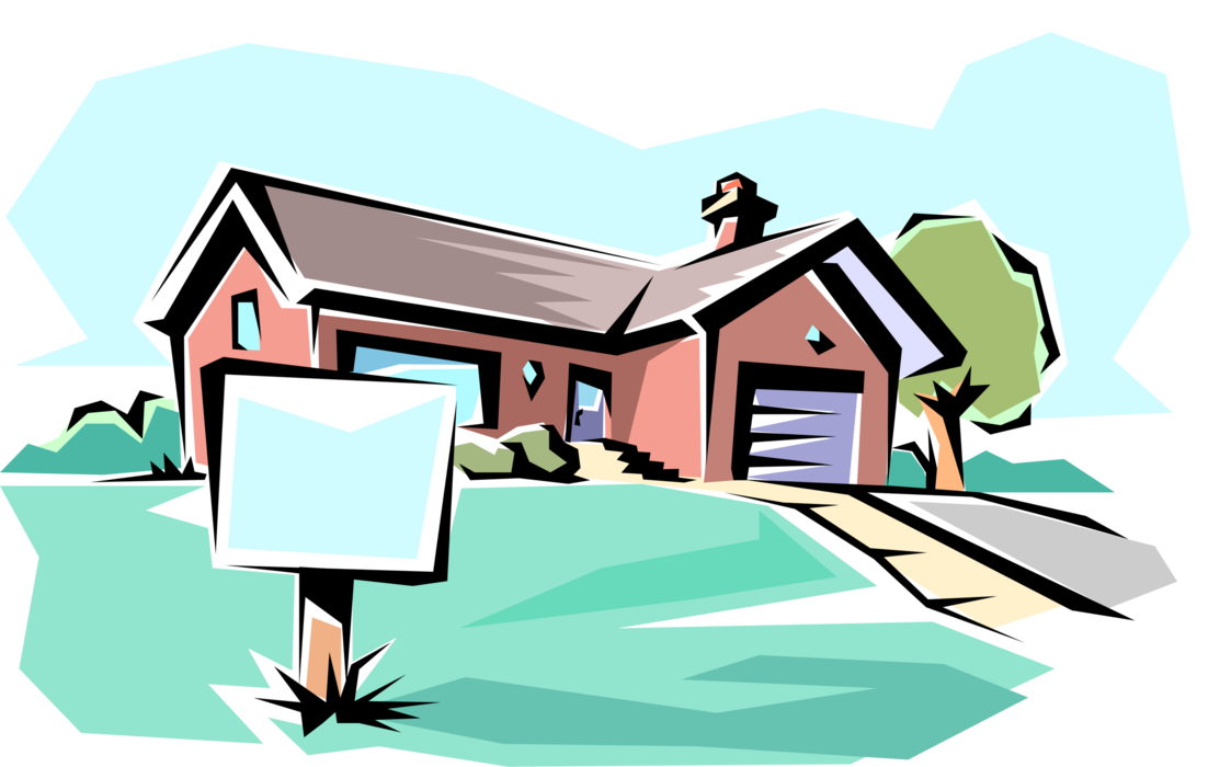 Vector Illustration of Residential Real Estate Residence Home House for Sale