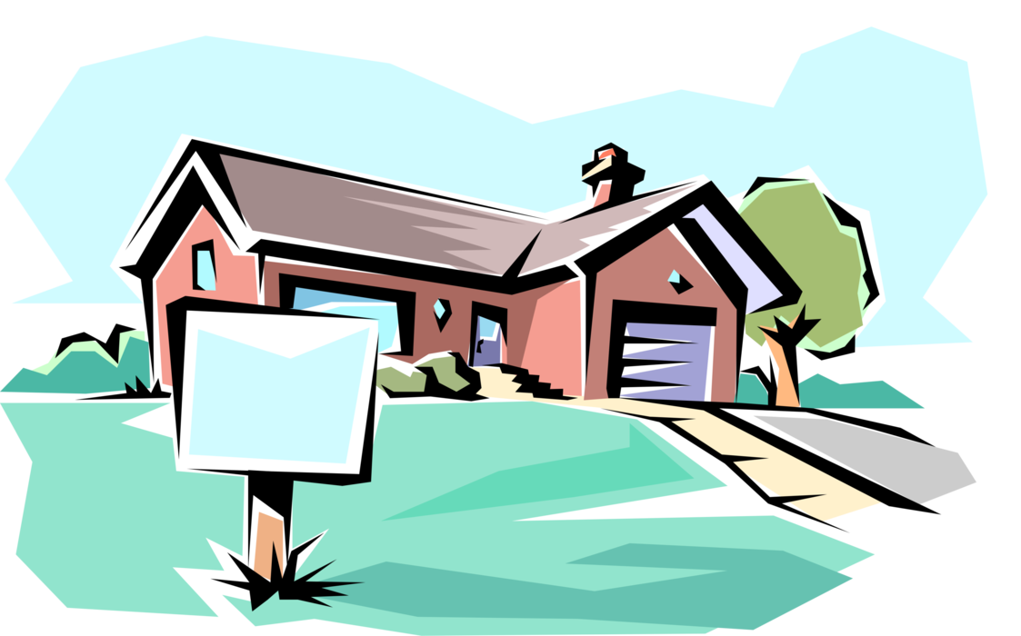 Vector Illustration of Residential Real Estate Residence Home House for Sale