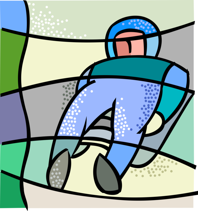 Vector Illustration of Olympic Sports Luger Sliding Feet-First in Luge Race