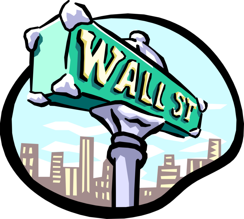 Vector Illustration of Wall Street Sign Financial Stock Market