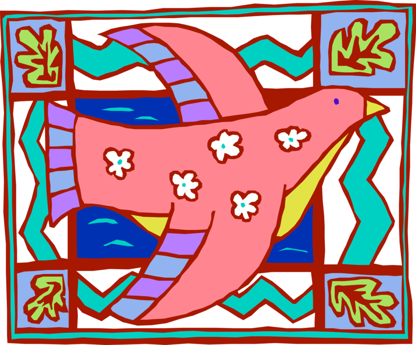 Vector Illustration of Floral Bird Abstract Design