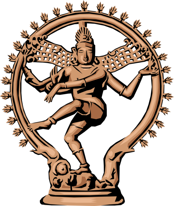 Vector Illustration of Cosmic Dancer Shiva "The Auspicious One" in Nataraja, Shiva God, Hinduism