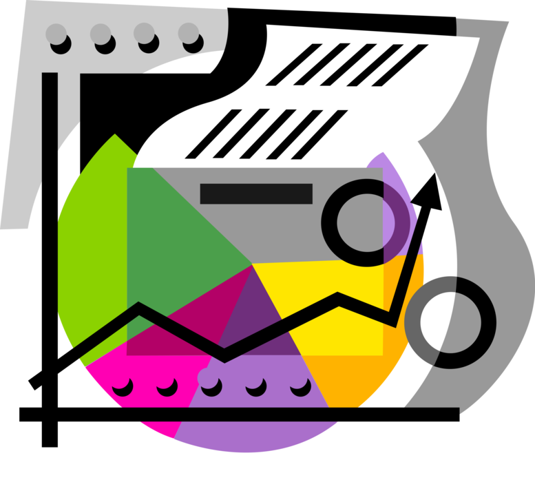 Vector Illustration of Business Pie Chart with Sales Graph