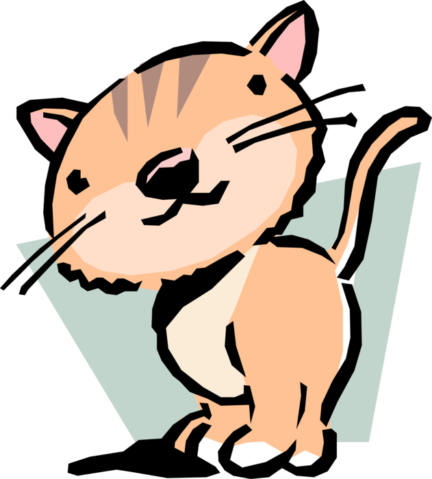 Vector Illustration of Cartoon Domesticated Carnivore Cat Kitten