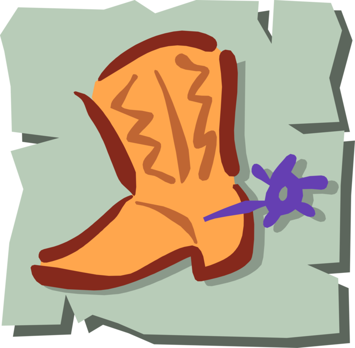 Vector Illustration of Western Leather Cowboy Boot Footwear
