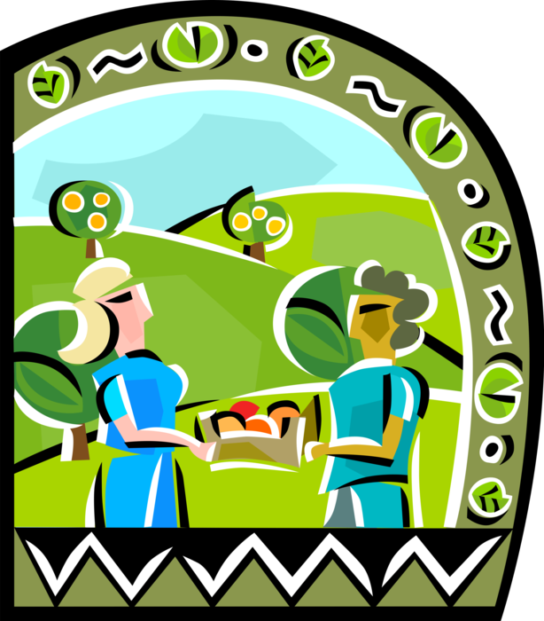 Vector Illustration of Fruit Orchard Harvest