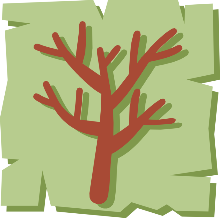 Vector Illustration of Deciduous Forest Tree Looses its Leaves in Autumn