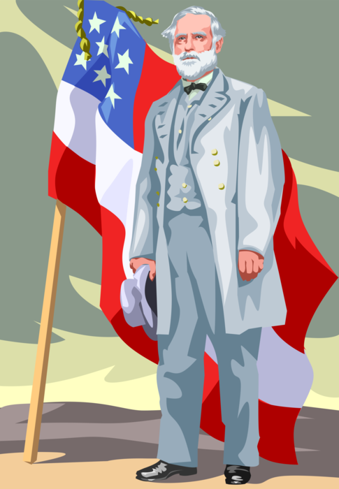 Vector Illustration of Robert E. Lee, Commander of Confederate Army of Northern Virginia in American Civil War