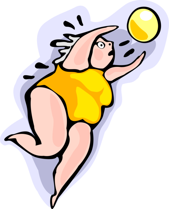Vector Illustration of Sport of Beach Volleyball Player Jumping to Return Ball