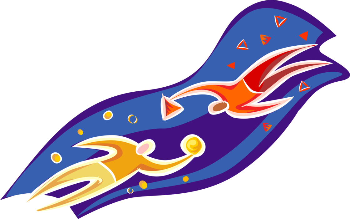 Vector Illustration of People Flying Through Space Vector Illustration of People Flying Through Space
