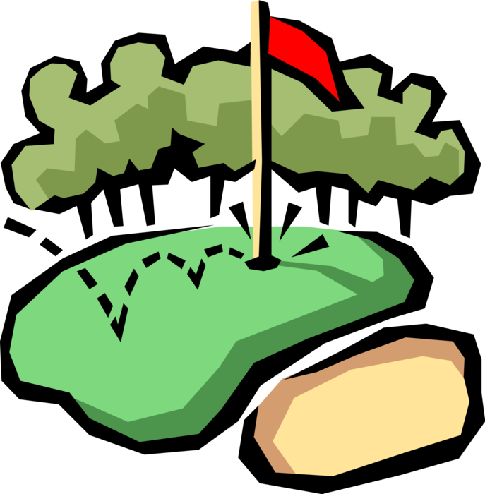 Vector Illustration of Golf Sports Golfing Green Hole-in-One