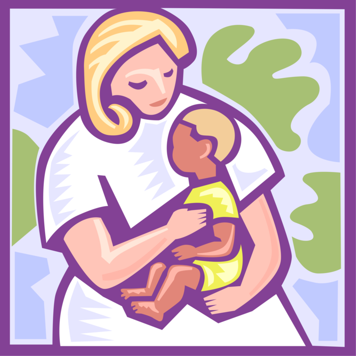 Vector Illustration of Nurturing Parent Mother with Child