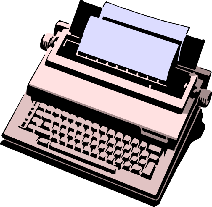 Vector Illustration of Typewriter Mechanical Machine for Writing Characters as in Movable Type Letterpress Printing