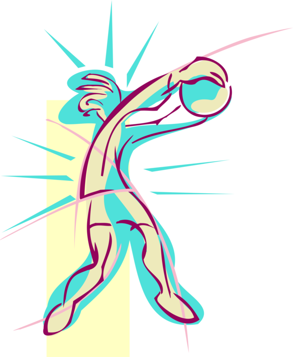 Vector Illustration of Sport of Beach Volleyball Player with Ball