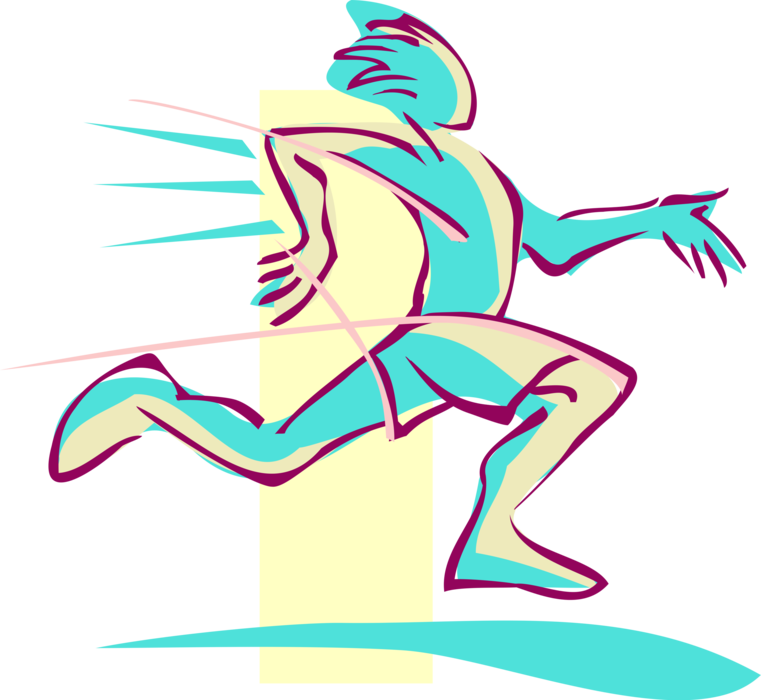Vector Illustration of Track and Field Athletic Sport Contest Runner Runs in Race