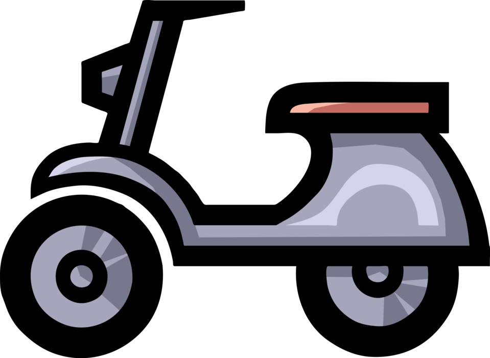 Vector Illustration of Motor Scooter Motorcycle with Step-Through Frame