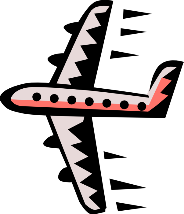 Vector Illustration of Commercial Airplane Passenger Jet Aircraft in Flight