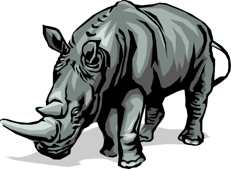 Vector Illustration of Thick-Skinned African Rhinoceros