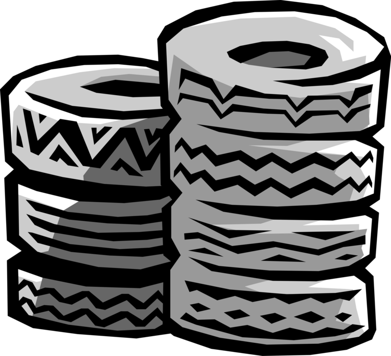Vector Illustration of Modern Pneumatic Rubber Tires Cover the Wheel Rim