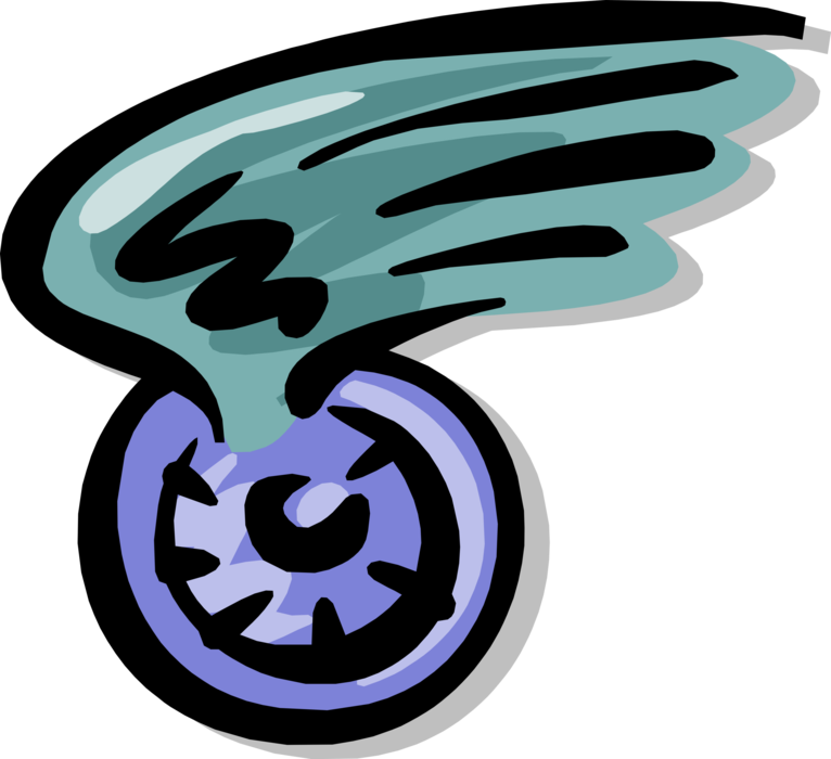 Vector Illustration of Winged Wheel of Hermes Symbol