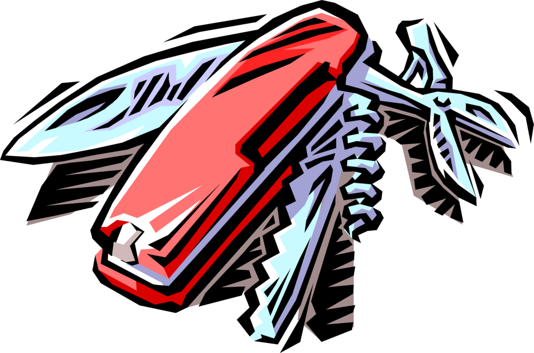 Vector Illustration of Multi-Tool Jackknife Utility Swiss Army Knife