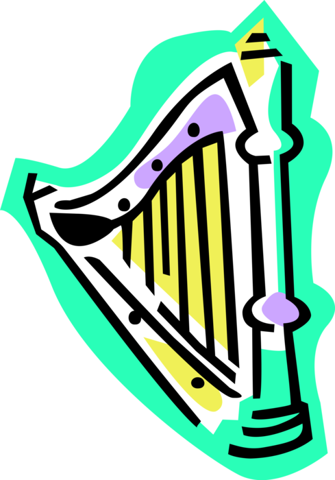 Vector Illustration of Harp Stringed Musical Instrument