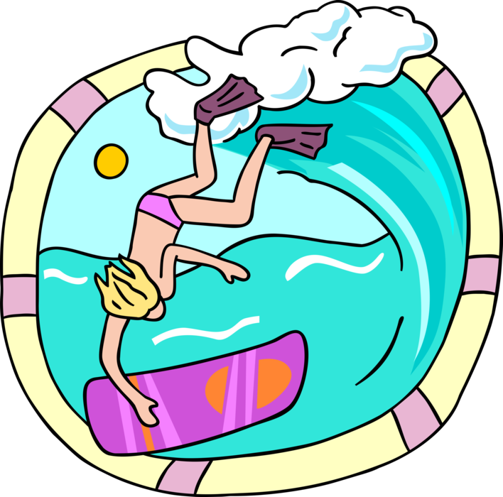 Vector Illustration of Boogie Boarder Flipped Head Over Heels from Boogie Board by Wave