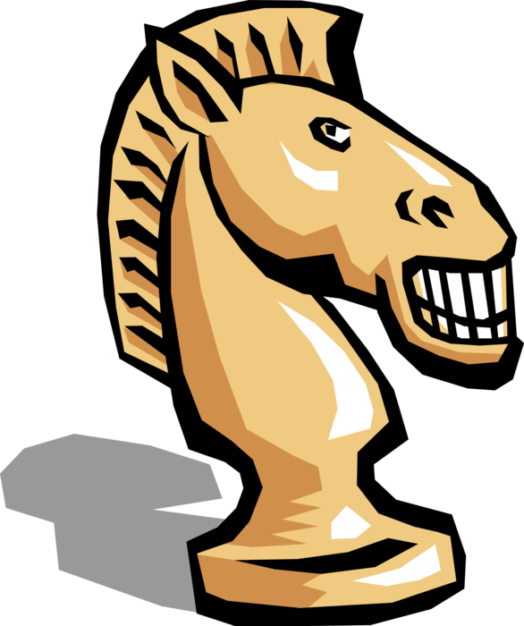 Vector Illustration of Knight Horse's Head Piece in Game of Chess Represents Armored Cavalry