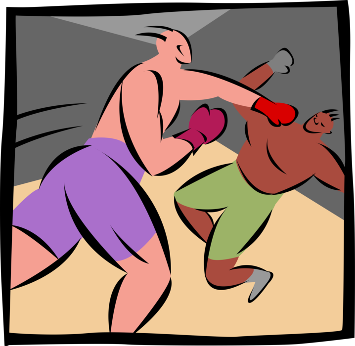 Vector Illustration of Prize Fighting Boxing Knockout Punch from Boxer in Ring
