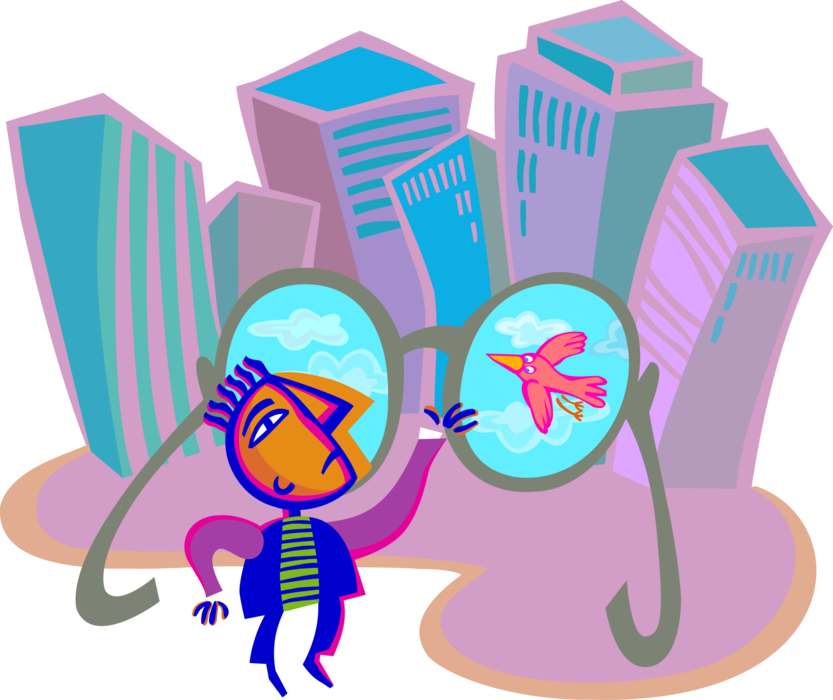 Vector Illustration of Environmental Concerns in Concrete Jungle High Density Business City