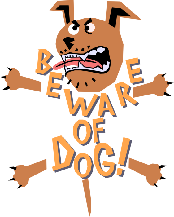 Vector Illustration of Beware of Dog Fierce Guard Dog