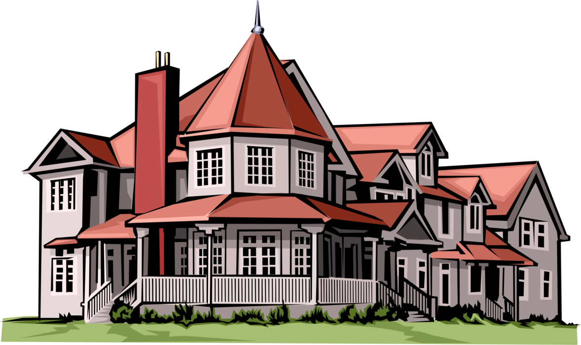 Vector Illustration of Large Country Home Residence House